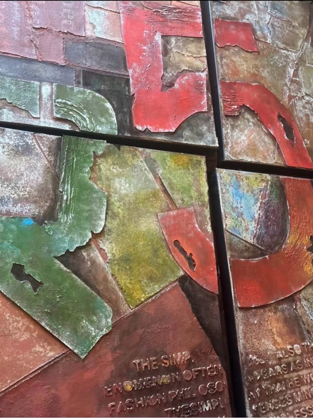 Abrand Layered Metal Panel Art in Green and Red